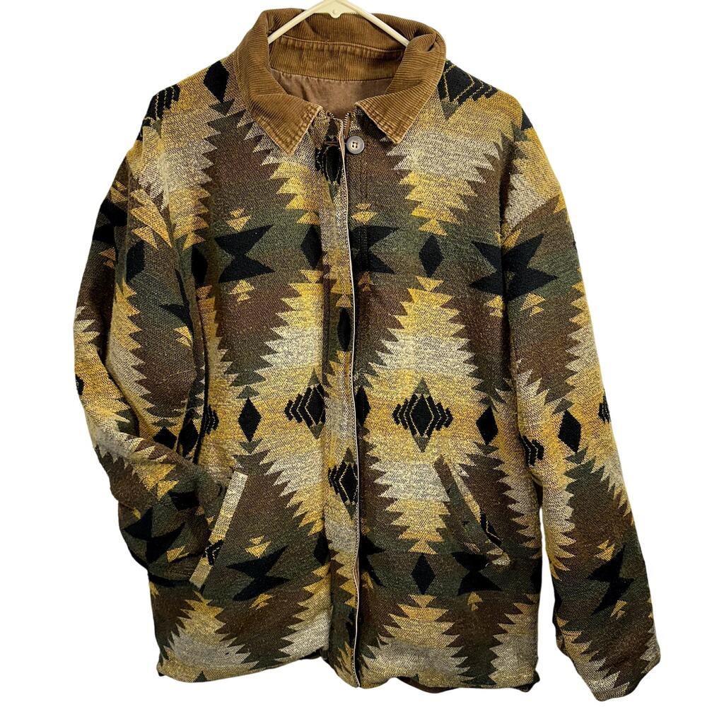 VTG Brandon Thomas Reversible Barn Coat Women XL Western Chore Ranchcore Tribal